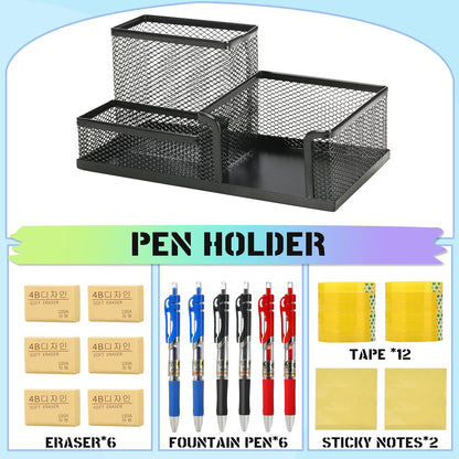 Ludato 39pcs Office Supplies Set - Desk Accessory Kit with Pen Holder Stapler Staples Staple Remover and Paper Clips - Complete Office Stationery Set for Home or Work