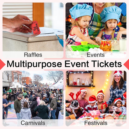 ESSENTIAL 1000 Raffle Tickets Rolls, Drink Tickets Single Roll for Events, Leisure, Movie Watching, Entertainment, Class Reward & Prizes (Red - 5 Color Selection)