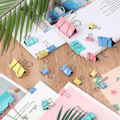 SANNIX 110 PCS Colored Binder Clips, X Large, Large, Medium, Small, Mini and Micro, Colorful Binder Clips Assorted Sizes Clips for Office Home School Supplies