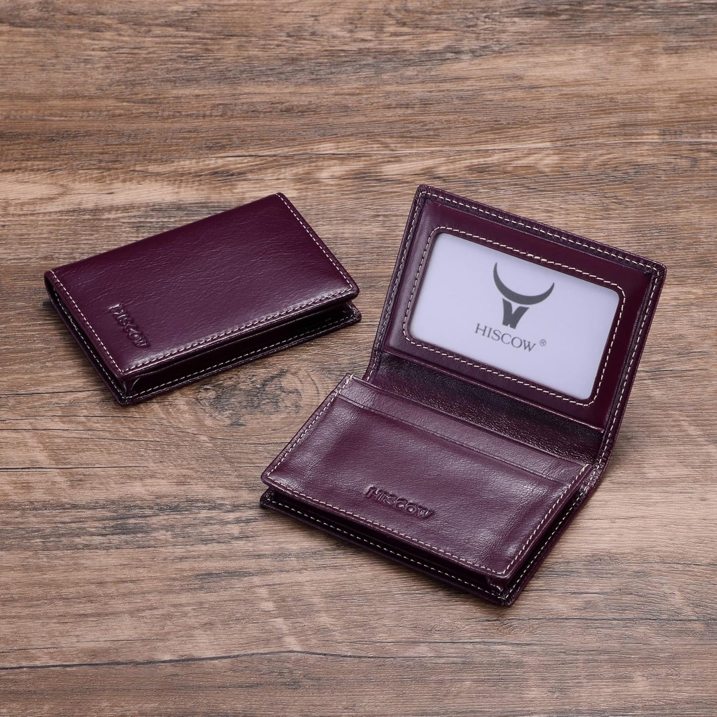 Leather Business Card Case Holder for Men & Women, Italian Calfskin