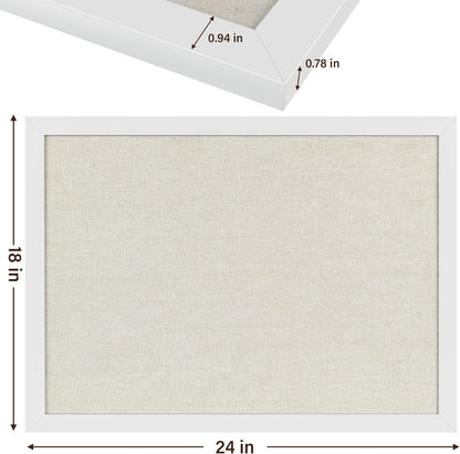 Cork Board Bulletin Board 18" x 24", Large Linen Corkboards with Frame for Walls, Cute Picture Display Pin Board Vision Board for Room School Office Bedroom 20 Pushpins Vintage White