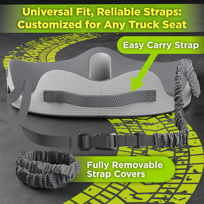 XL Truck Seat Cushion for Truck Driver Seat Cushion - Upgraded Back Support, CertiPUR-US® Certified - Thick Memory Foam, Pain Relief for Hours of Driving, Trucker Approved Big Rig - Gray