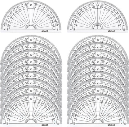 20 Pack Plastic Protractor, 180 Degrees Protractor for Angle Measurement Student Math, 4 Inches, Clear