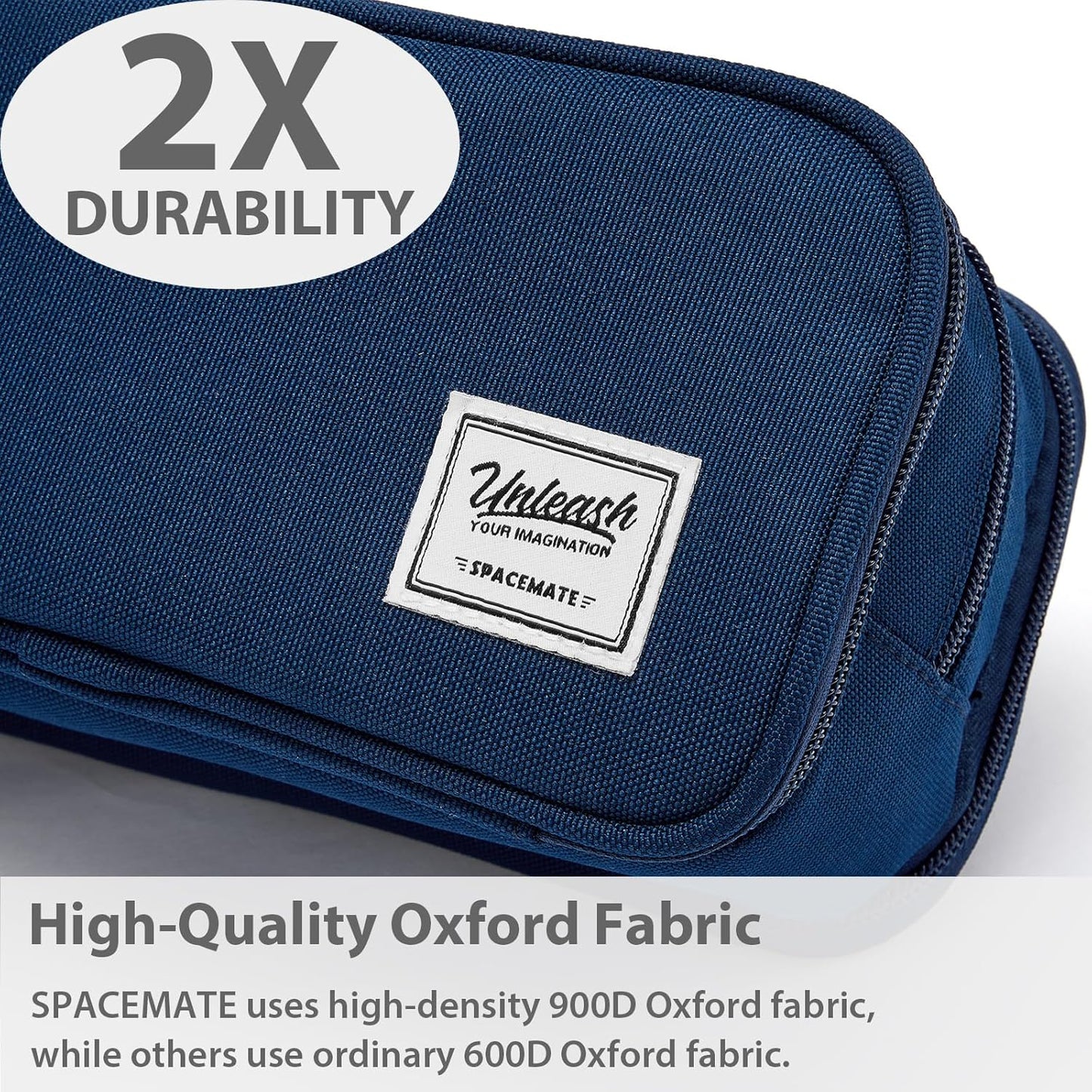 Pencil Case Pouch Box Bag School Supplies Girls Boys Kids, Cute Preppy Stuff Big Capacity Aesthetic Pen Organizer, Back to College Stationary, Navy Blue, Extra Large Style, 2300ml