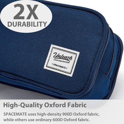 Pencil Case Pouch Box Bag School Supplies Girls Boys Kids, Cute Preppy Stuff Big Capacity Aesthetic Pen Organizer, Back to College Stationary, Navy Blue, Extra Large Style, 2300ml