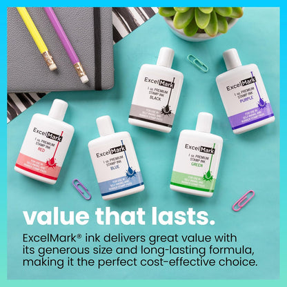 ExcelMark Premium Self-Inking Stamp Refill Ink - 1 oz. (Black)
