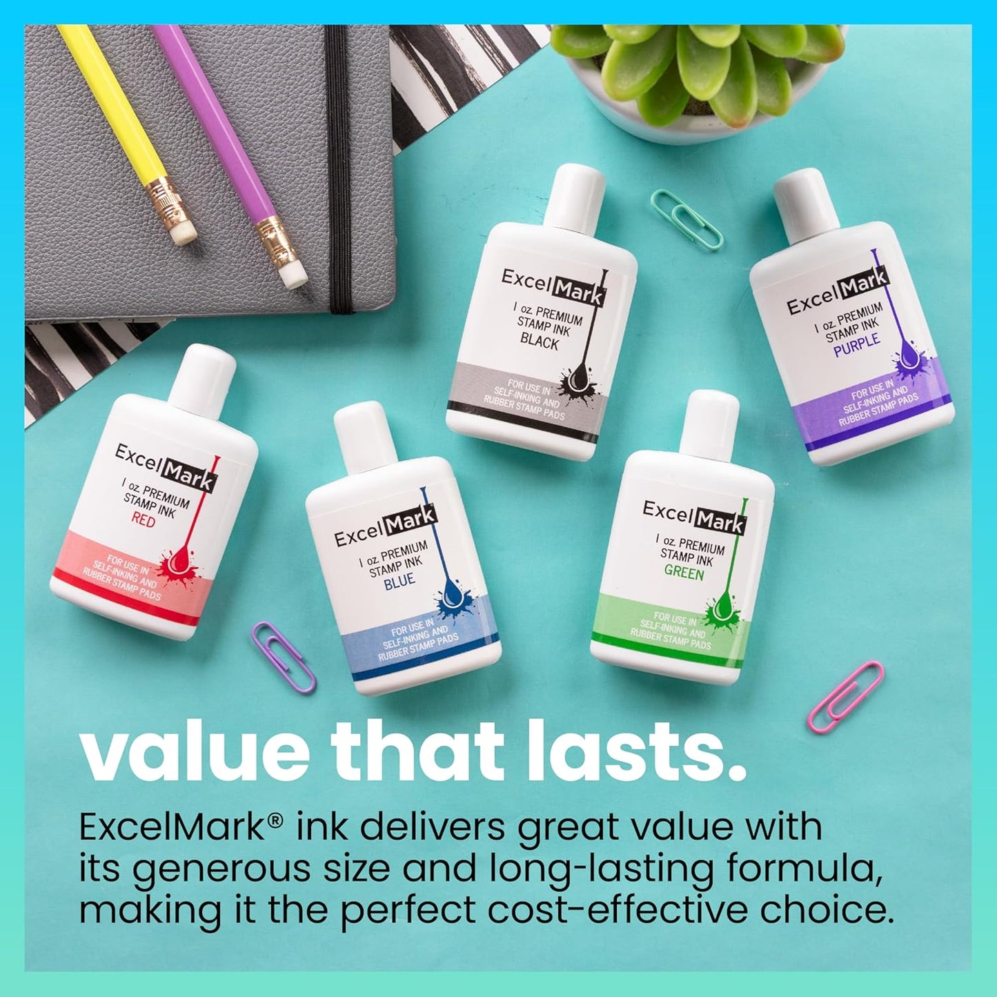 ExcelMark Premium Self-Inking Stamp Refill Ink - 1 oz. (Green)