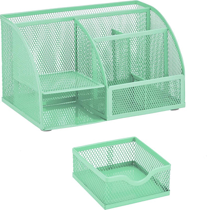 Annova Mesh Desk Organizer Office with 7 Compartments + Drawer/Desk Tidy Candy/Pen Holder/Multifunctional Organizer (Green23)