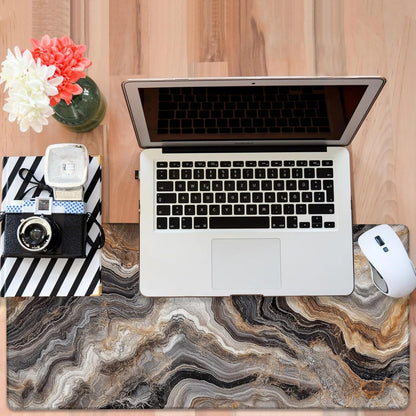 Large Mouse Pad Abstract Marble Gaming Desk Pad Computer Keyboard Non-Slip Waterproof Mouse Mat with Rubber Base and Stitched Edges Entertainment Office Writing Desk Mat 35.4 x 15.7 Inches