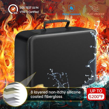 GIANTLUMl 5200°F Fireproof Document Box with Lock,Safe Fireproof Document Bag for Home&Office,Important Documents Organizer,Safety Storage Box Waterproof,8 Layers File Organizer,Portable Travel Safe