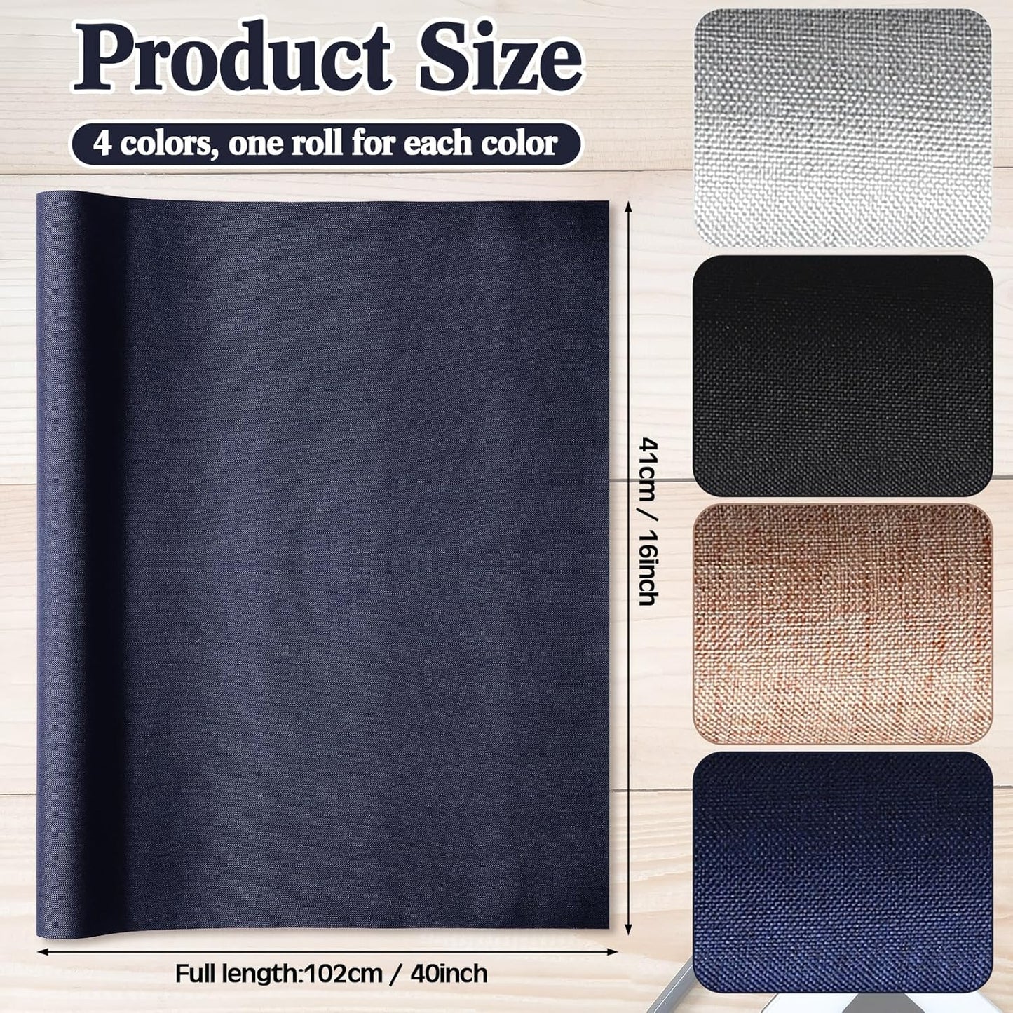 4 Pcs Book Cloth Bookcover Fabric Surface with Paper Backed Binding Cloth Fabric Book Cover for Scrapbooking Album DIY Craft Supplies Home, 4 Colors(Classic Color,40 x 16 Inches)