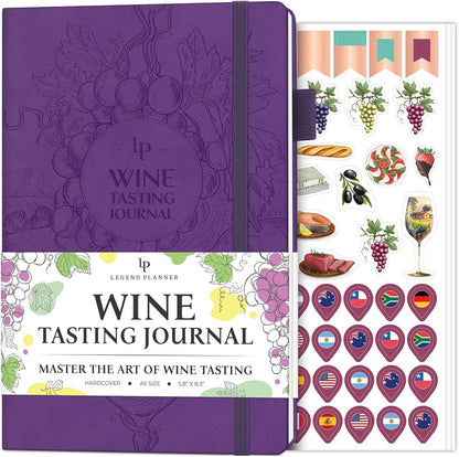 Legend Wine Tasting Journal – Wine Guide & Diary – Unique Accessories & Gifts for Wine Lovers, Women & Men, Eco Leather Notebook (Purple)