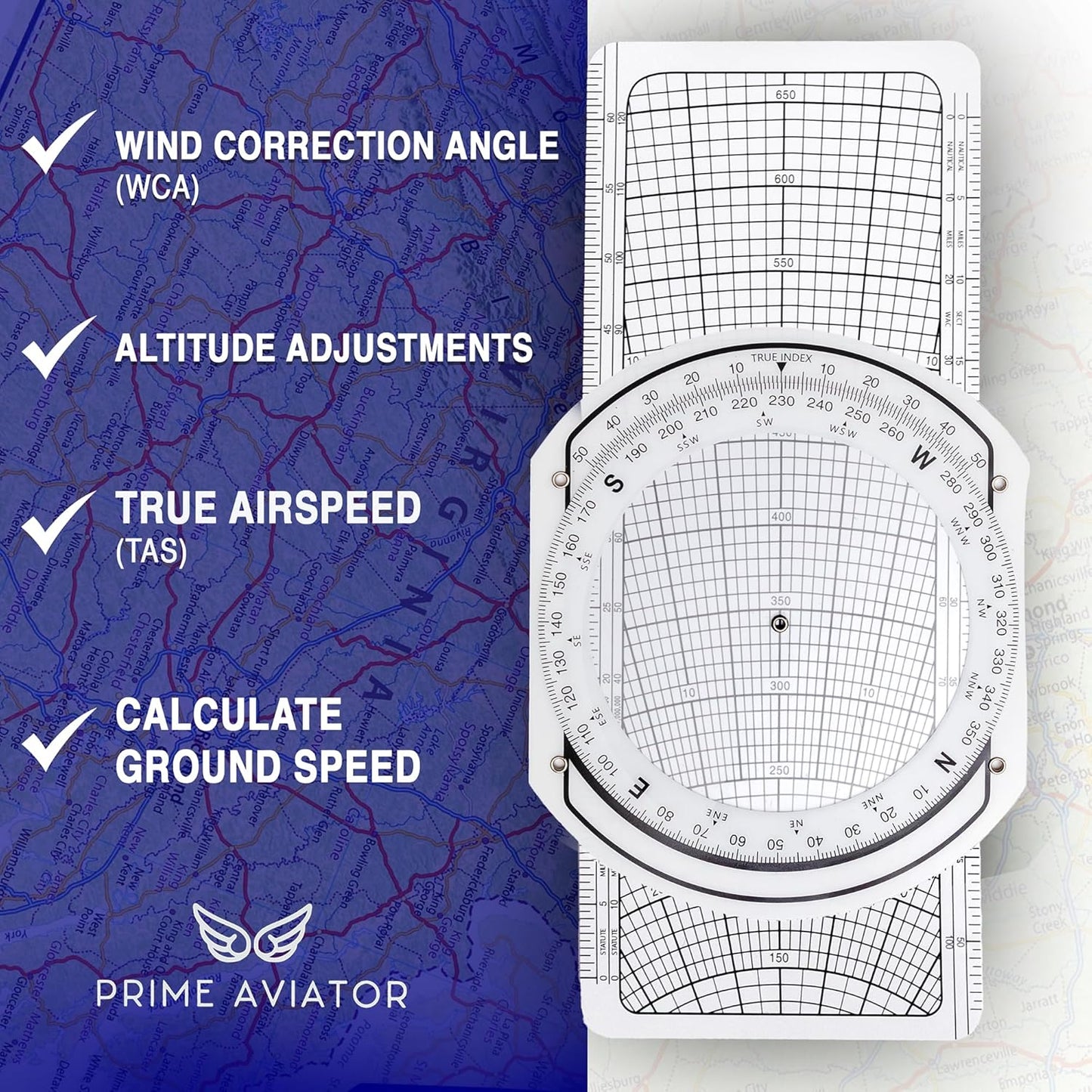 E6B Flight Computer for Pilots – Includes Aviation Plotter, Guidebook & Case – Compatible with IFR/VFR Charts – Flight Training Tool
