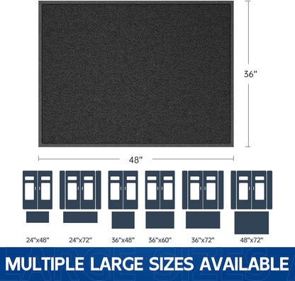Sturdy Front Door Mat, 48" x 36" Heavy Duty Indoor Outdoor Doormat for Entryway, Fade Resistant, Waterproof Low Profile Entry Mat, Non Slip Welcome Mat for Outside Entrance, Patio, Home
