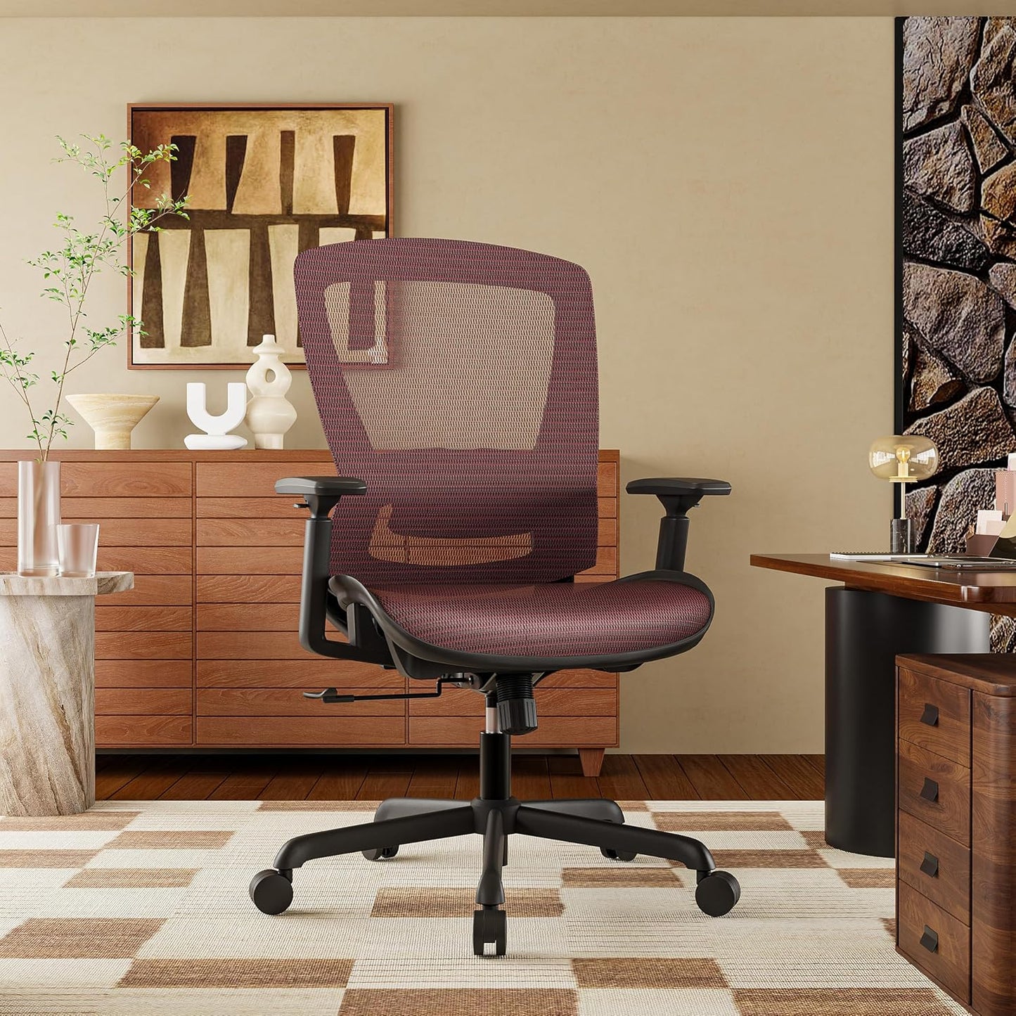 ELABEST T96 Mesh Office Chair,Ergonomic Computer Desk Chair,Sturdy Task Chair- Adjustable Lumbar Support & Armrests,Tilt Function,Comfort Wide Seat,Swivel Home Office Chair