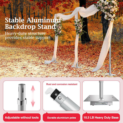 EMART Backdrop Stand Heavy Duty 12ftx20ft, Adjustable Pipe and Drape Photo Background Support Kit, Metal Frame with Flat Base for Wedding Birthday Party Banquet Decorations