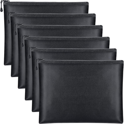 Epakh 6 Pack Fireproof Document Bags 13.4 x 9.4 Inch Waterproof and Fireproof Money Bag Document Holder with Zipper Fireproof Safe Storage Bag for A4 Documents, Money, Passport and Tablet