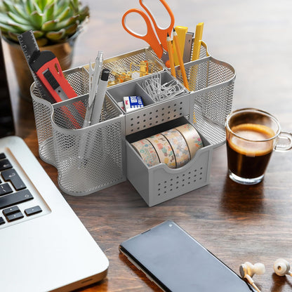 Deco Brothers Desk Organizers Pen Holder Office Caddy Storage, Silver