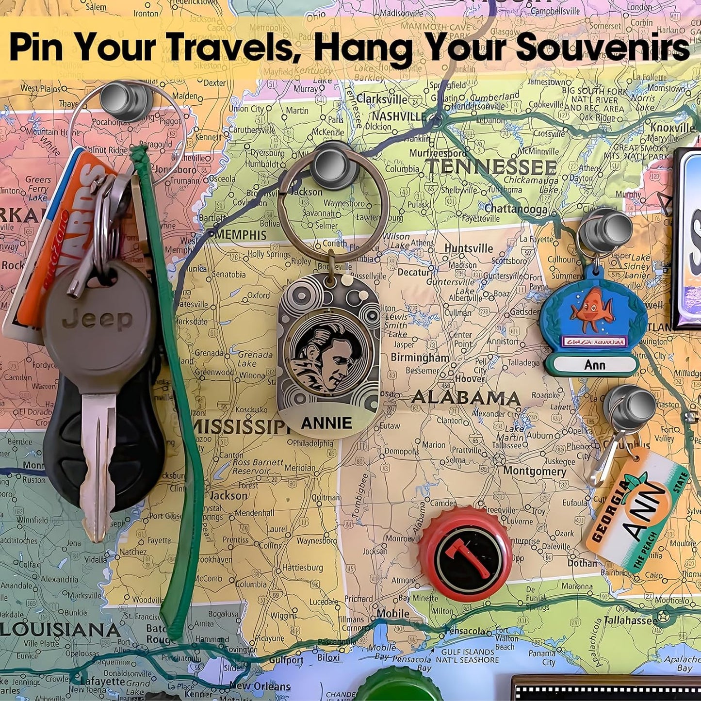 20 Pack Strong Refrigerator Magnets - Whiteboard, Small Fridge, Magnetic Push Pins - Brushed Nickel for Kitchen, Office, School, Locker, Map