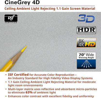 Elite Screens Kestrel Tab-Tension 3 CineGrey 4D, 150 inch 16:9, Standard Throw ISF Ceiling Ambient Light Rejecting (CLR/ALR) Electric Floor-Rising Projector Screen, Programmed Remote Kit, FTE150H3-C4D