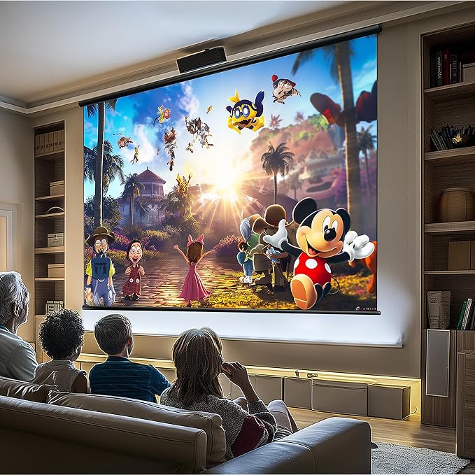 100" Motorized Projector Screen, Electric 4:3 Projector Screen with Remote Control, Indoor/Outdoor HD Movie Screen, Wall/Ceiling Mounted, Perfect for Home Office Theater TV, White