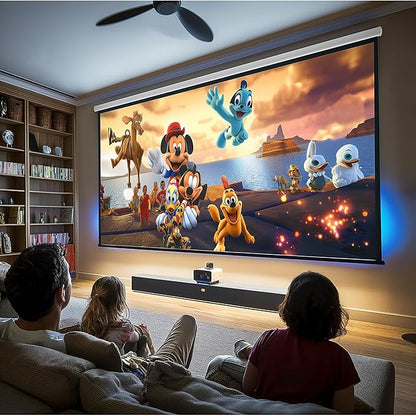 94" Motorized Projector Screen, Electric 16:9 Projector Screen with Remote Control, Indoor/Outdoor HD Movie Screen, Wall/Ceiling Mounted, Perfect for Home Office Theater TV, White