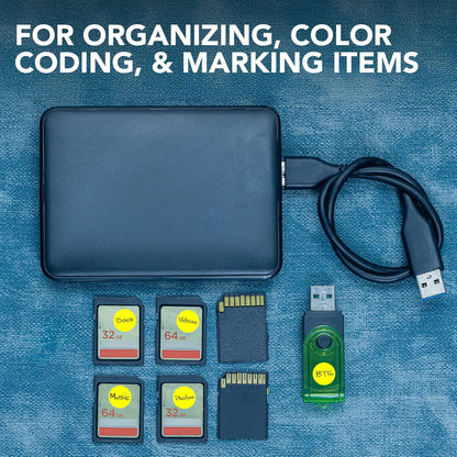 Perco Fluorescent Yellow 1/2-Inch Round Circle Dot Sticker Labels with Easy Peel Perforation - 3,000 Labels per Roll - Strong Adhesion, Vibrant Colors for Organizing, Crafting & More - Made in USA