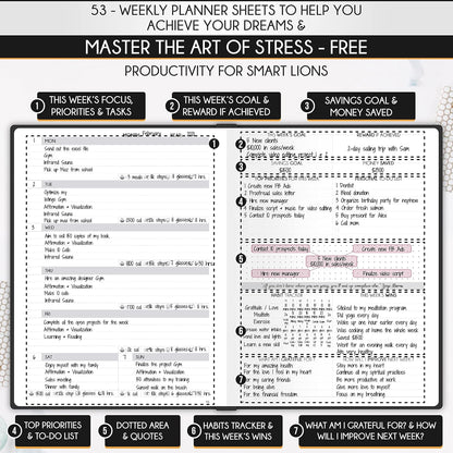 Journal for Men- Undated Daily, Weekly & Monthly Planner with Budget Section | A 12 Month Journey to Increase Productivity & Happiness | Life Organizer & Gratitude Journal - Horizontal Format
