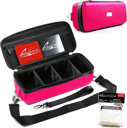 Quiver Time Pink Bolt Card Carrying Case fits Pokemon Cards and other TCG Games - Storage Bag for Playing/Trading Cards and Deck Box (Straps, Dividers & 100 Apollo Card Sleeves)