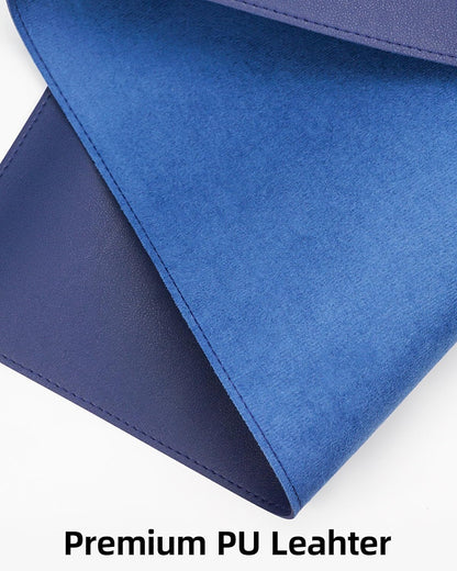 Extra Large Desk Pad Mat - Waterproof Mouse Pad & Desk Protector, Non-Slip XXL PU Leather Gaming Mat for Keyboard/Mouse, Stitched Edge with Ergonomic Support, 55"x17" (Blue)
