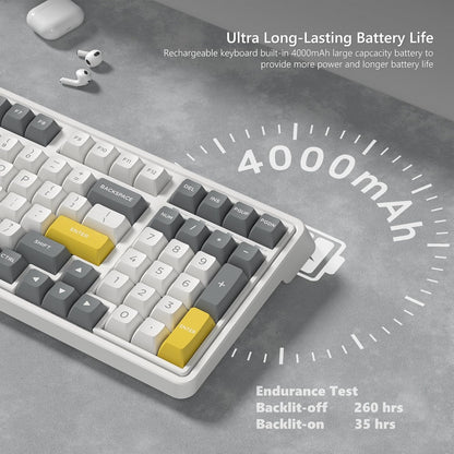 CMK98 Wireless Mechanical Keyboard with Number Pad,Tri-Mode Hot Swappable 99 Key Custom Gaming Keyboard, Linear Switches Gasket Creamy Keyboard RGB for Win/MAC (Grey)