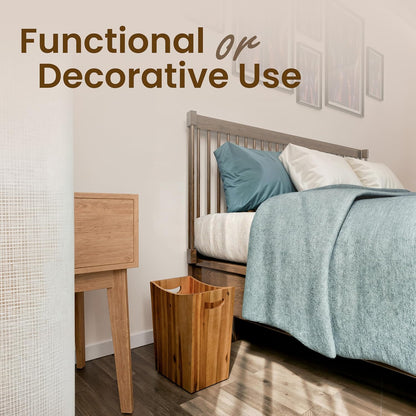 2 Gallon Acacia Wooden Bin, Wastebasket – Small Trash Can, Decorative Bathroom Trash Can, Waste Basket for Bedroom, Office Garbage Can, Wood Bathroom Accessories, Boho Bedroom Decor