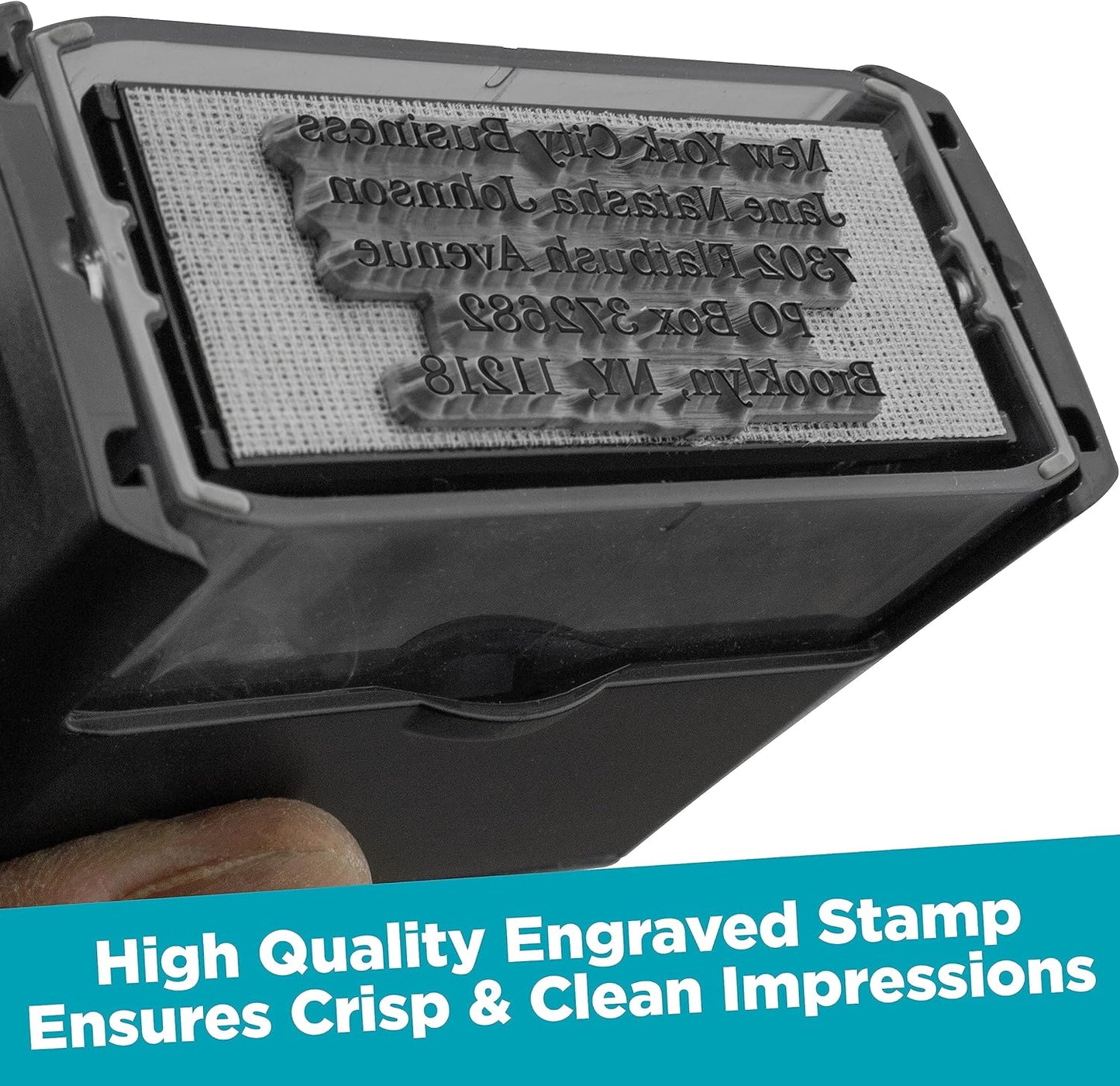 MaxMark Customized Self Inking Stamp - Up to 5 Lines of Text - Large Size - Choose from 15 Ink Colors