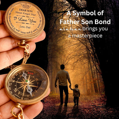 Gift for Son from Mom Dad | Engraved Compass 2" - Father to Son Gifts, Mom to Son Gifts for Graduation 2025, Birthday Baptism Confirmation Communion