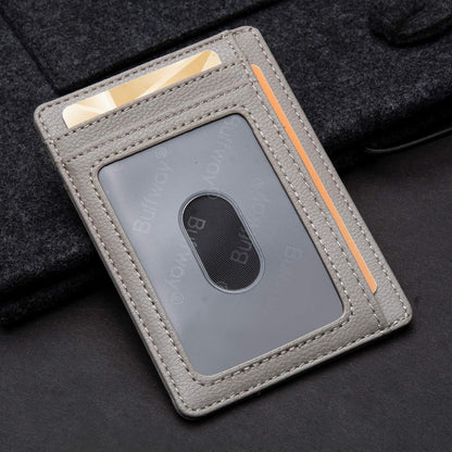 Buffway Slim Minimalist Front Pocket RFID Blocking Leather Wallets for Men and Women - Lichee Khaki