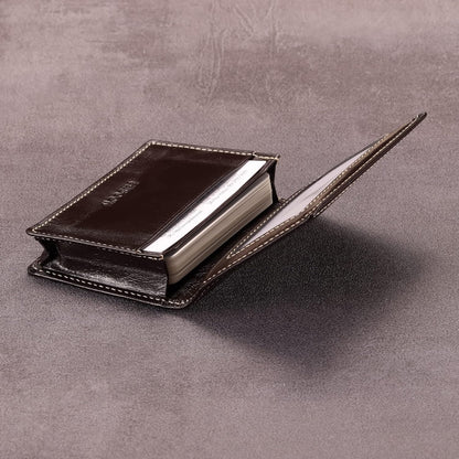 Leather Business Card Case Holder for Men & Women, Italian Calfskin