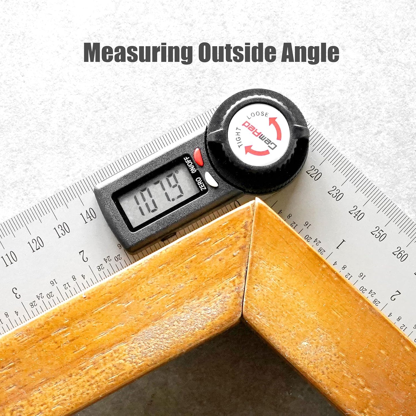 GemRed 82305 Digital Angle Finder Protractor-Stainless steel (white&red button)