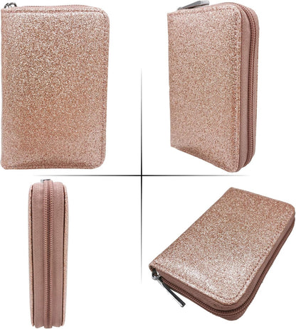 Easyoulife Genuine Leather Credit Card Holder Zipper Wallet With 26 Card Slots