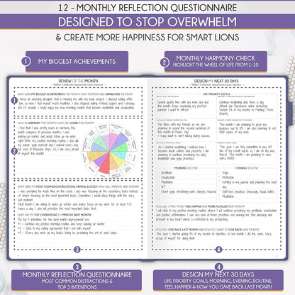 Life Planner - Undated Daily, Weekly & Monthly Planner with Budget Section | A 12 Month Journey to Increase Productivity & Happiness | Life Organizer & Gratitude Journal - Horizontal Format