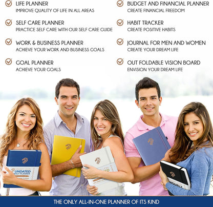 Hourly Planner - Undated Daily, Weekly & Monthly Planner with Budget Section | A 12 Month Journey to Increase Productivity & Happiness | Life Organizer & Gratitude Journal - Vertical Format