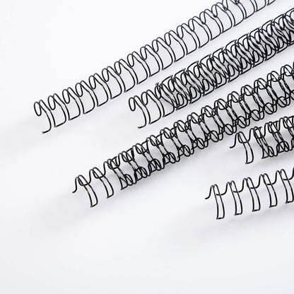 BNC Double Loop Wire Binding Rings Letter Size 3:1 Loops 32 Holes Black Color Pack of 100 (9/16 Inches)