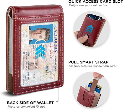 SERMAN BRANDS RFID Blocking Slim Bifold Genuine Leather Minimalist Front Pocket Wallets for Men with Money Clip Thin Gift