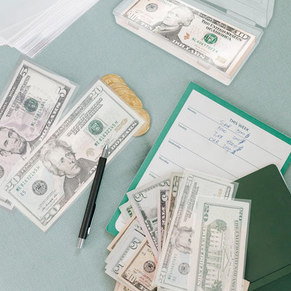 300 Pieces Clear Paper Money Sleeve for Bill, Individual Dollar Bills Sleeves for Collectors, Paper Currency Sleeves Protector for Bills with Plastic Storage Case