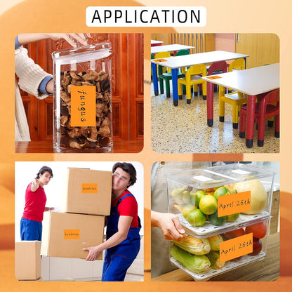 PARLAIM 5" x 3" Rectangle Color Coding Labels,500 per Inventory Labels Color Code Stickers Dispenser Box,Fluorescent Red Sticker Labels for Inventory,Family School Storage Bins Label(Orange)