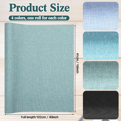 4 Pcs Book Cloth Bookcover Fabric Surface with Paper Backed Book Binding Cloth Fabric Book Cover for Scrapbooking Album DIY Craft Supplies Home, 4 Colors(Cool Color,40 x 16 Inches)