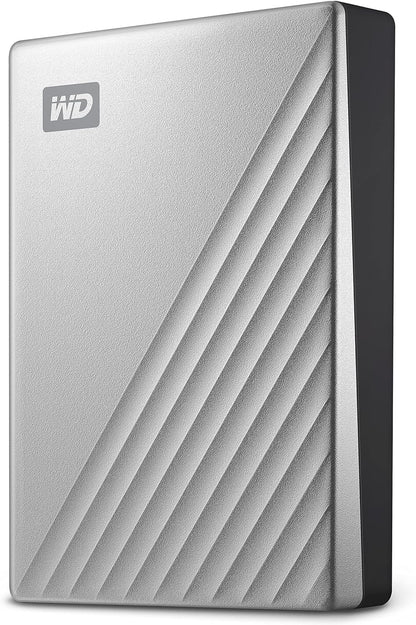 WD 4TB My Passport Ultra, Silver, Portable External Hard Drive, backup software with defense against ransomware, and password protection, USB-C and USB 3.1 - WDBFTM0040BSL-WESN