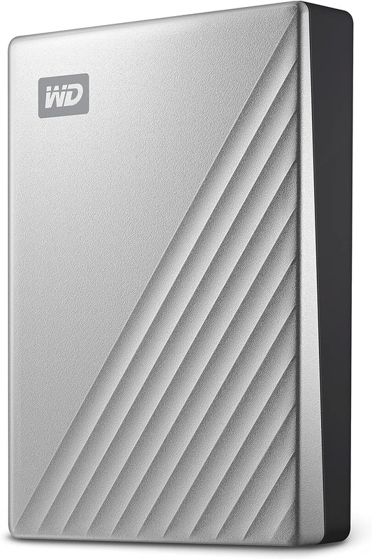 WD 4TB My Passport Ultra, Silver, Portable External Hard Drive, backup software with defense against ransomware, and password protection, USB-C and USB 3.1 - WDBFTM0040BSL-WESN