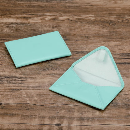 HISCOW Envelope Business Card Case with Magnet Closure - Italian Calfskin (Teal)