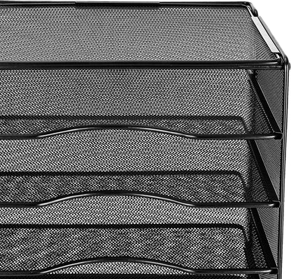 Amazon Basics 5 Slot Desk Rectangular Organizer Tray, Black, 13.6 x 9.5 x 12.8 inch