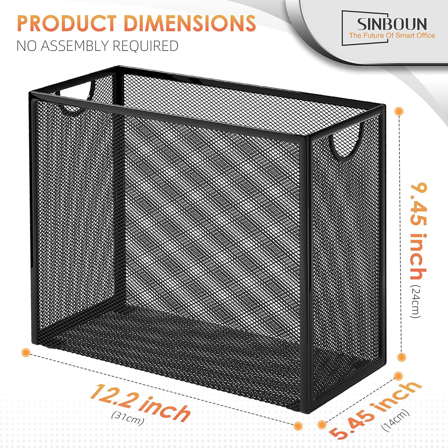 Sinboun Hanging File Organizer Letter-Size File Holder Filing Box Includes 5 Hanging Folders - Metal Mesh Magazine Letter Storage Cabinets File Cart for Office Home School, No Assembly Required